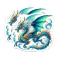 (2 Pack) Blue Water Dragon Magnets - Fantasy Creature Art - Mythical Beast Decor - Asian Inspired Fridge - 5 Inches On Longest Side - Thick Durable Magnet - Made in USA - MAG36317