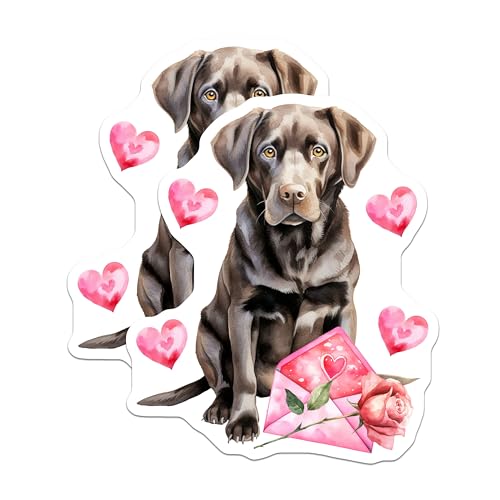 (2 Pack) Labrador Love Magnets - Cute Dog Magnets - Heart and Roses Magnets - 5" On Longest Side - for Cars, Refrigerators, Toolboxes, Lockers - Made in USA BMCS3516