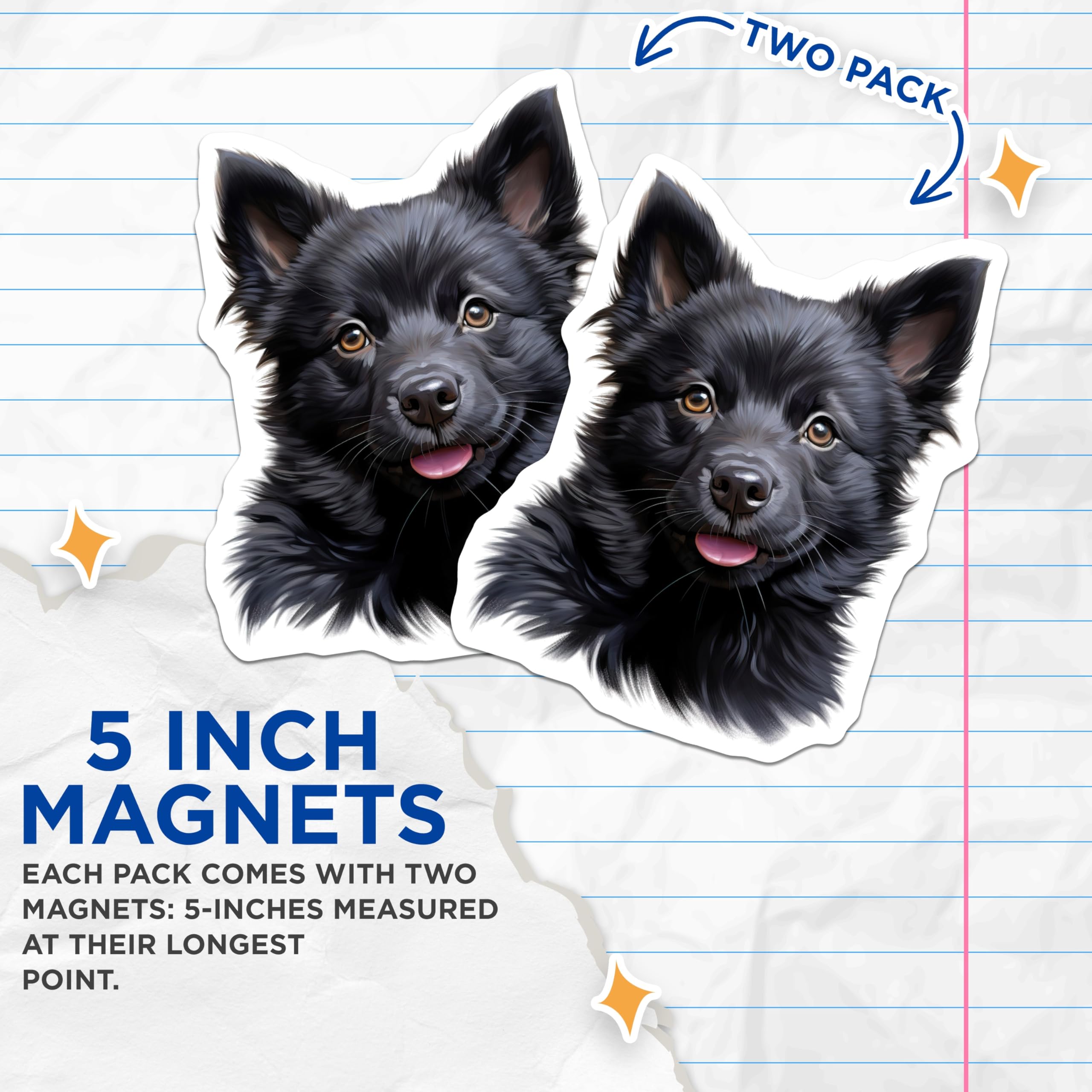 (2 Pack) Cute Black Puppy Magnets - Dog Mom Fridge Decor - Pet Owner Accessory - 5 Inches On Longest Side - Thick Durable Magnet - Made in USA - MAG30463