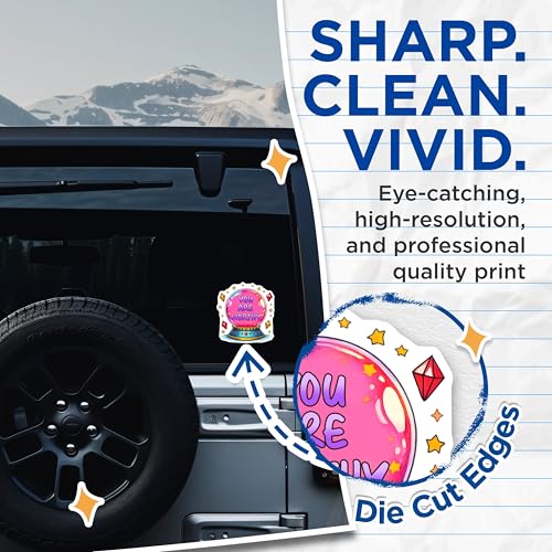 (2 Pack) You are Worthy Stickers - Motivational Quote - Colorful Inspiration - 5" On Longest Side - Sticks to Smooth Flat Surfaces - Made in USA - BMCS7504