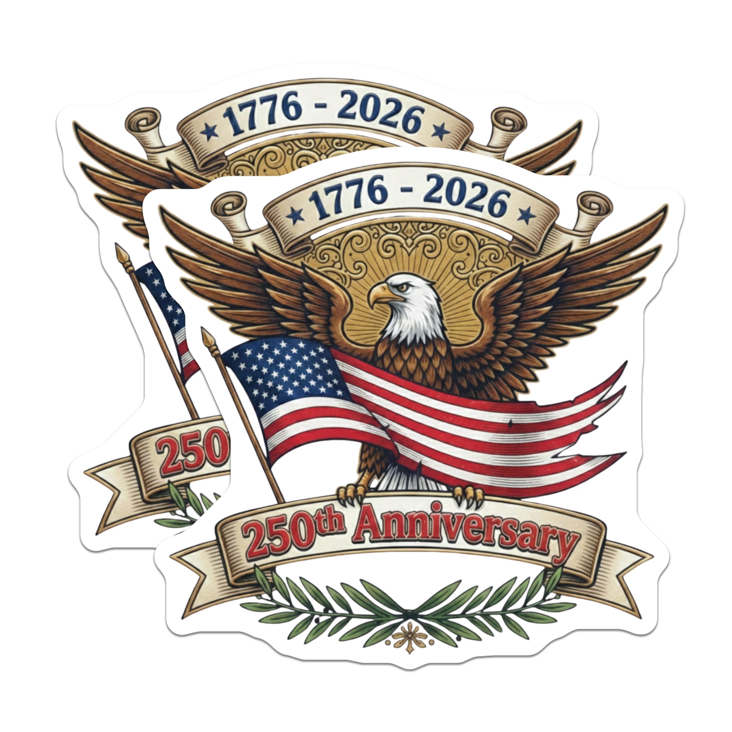 (2 Pack) 250th Anniversary Magnets - American Eagle Flag - Patriotic USA Decor - 5 Inches On Longest Side - Thick Durable Magnet - Made in USA - MAG24272