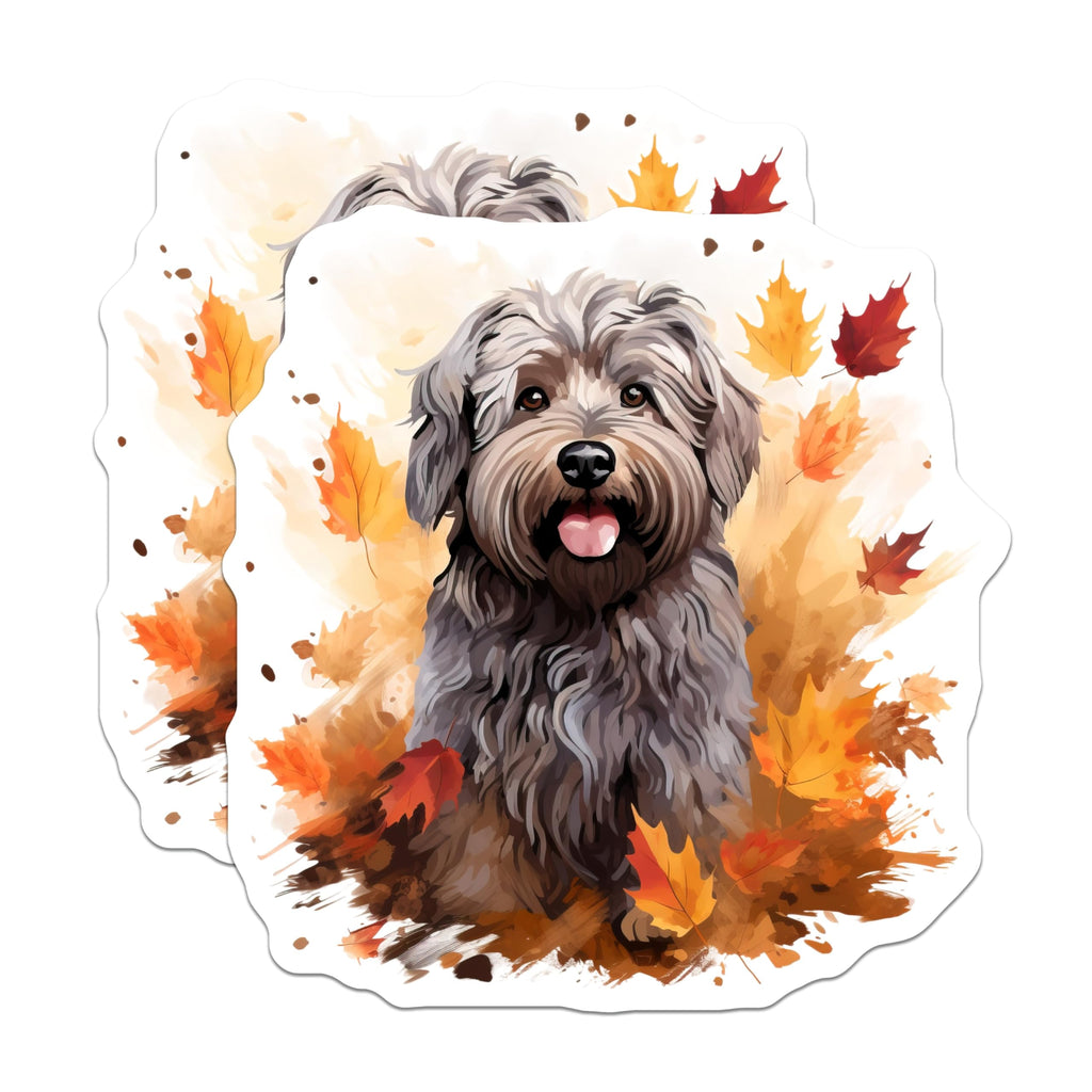 (2 Pack) Shaggy Dog Watercolor Art Magnets - Autumn Leaves Fall Decor - Cozy Pet Lover Home Accents - 5 Inches On Longest Side - Thick Durable Magnet - Made in USA - MAG27705
