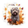 (2 Pack) Shaggy Dog Watercolor Art Magnets - Autumn Leaves Fall Decor - Cozy Pet Lover Home Accents - 5 Inches On Longest Side - Thick Durable Magnet - Made in USA - MAG27705
