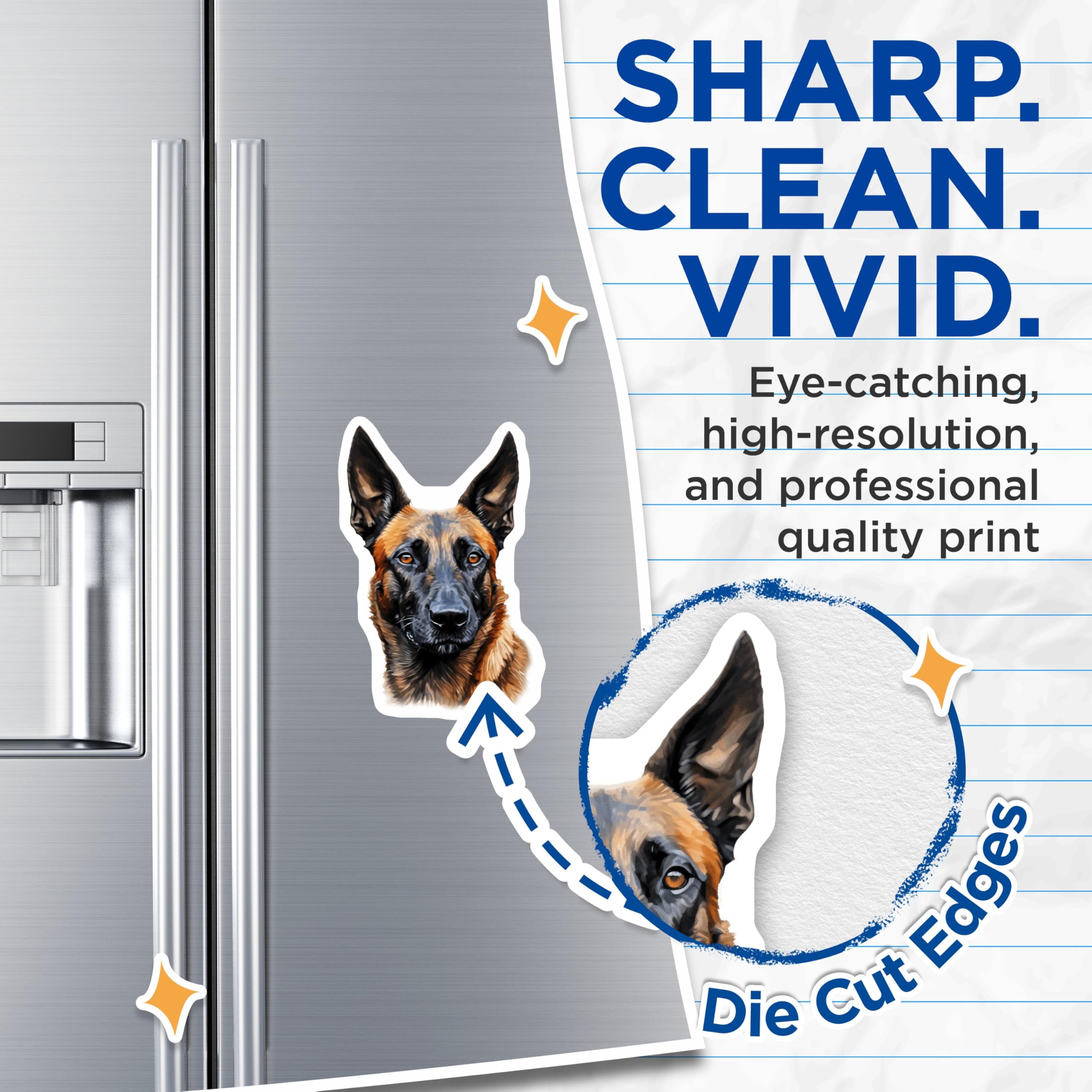 (2 Pack) German Shepherd Magnets - Dog Lover Decor - Pet Parent Present - 5 Inches On Longest Side - Thick Durable Magnet - Made in USA - MAG26350