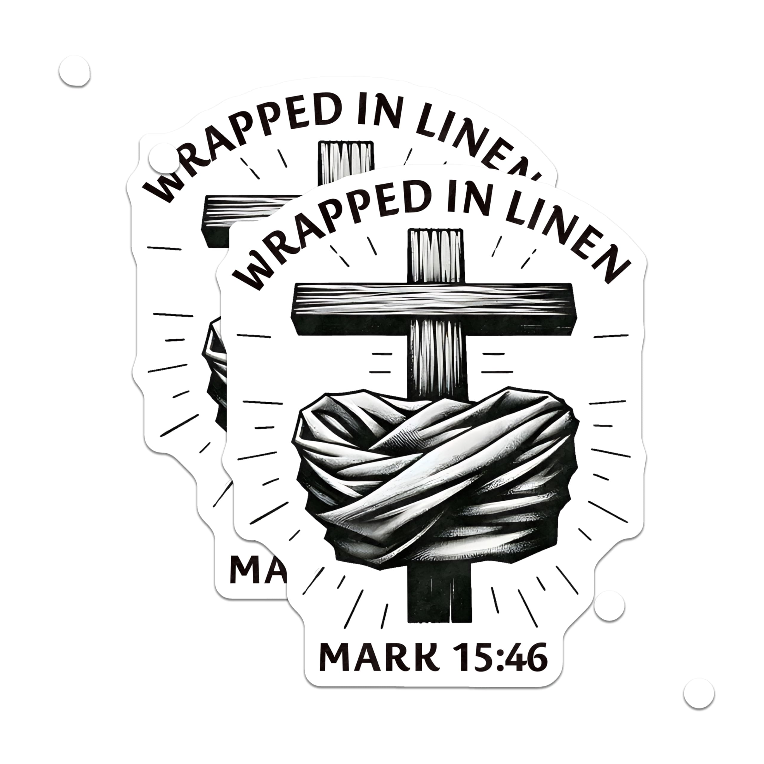 (2 Pack) Christian Cross Magnets - Wrapped in Linen Mark 15:46 - Religious Scripture Faith Decor - 5 Inches On Longest Side - Thick Durable Magnet - Made in USA - MAG23983