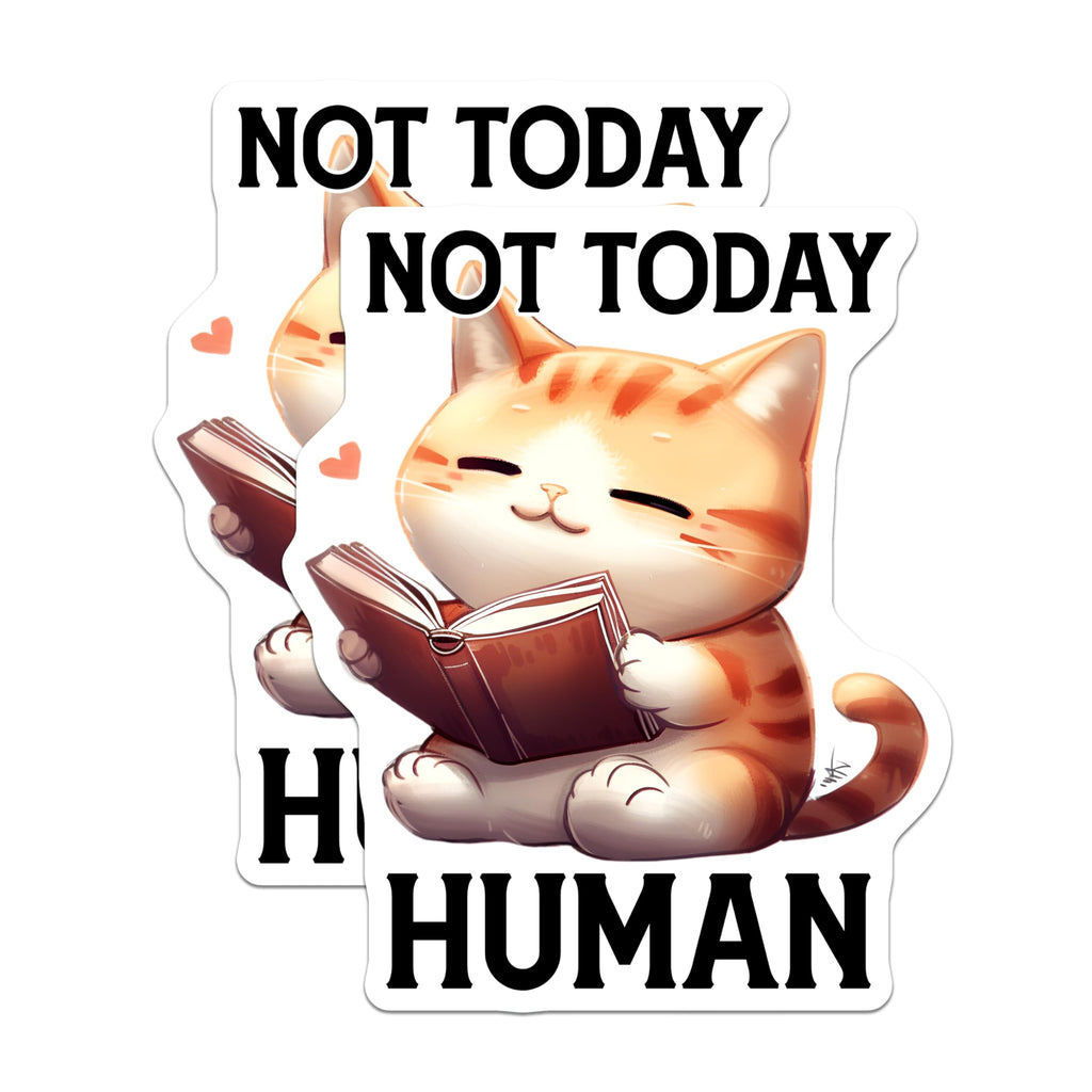 (2 Pack) Funny Cat Magnets - Reading Cat - Not Today Human Fridge Magnets - 5" On Longest Side - Premium Magnet - for Cars, Refrigerators, Toolboxes, Lockers - Made in USA - MAG15048