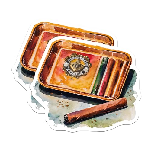 (2 Pack) Cigar Enthusiast Magnets - Vintage Cigar Art Magnets - Tobacco Lover Collection - 5" On Longest Side - for Cars, Fridges, Toolboxes - Made in USA - MAG7179