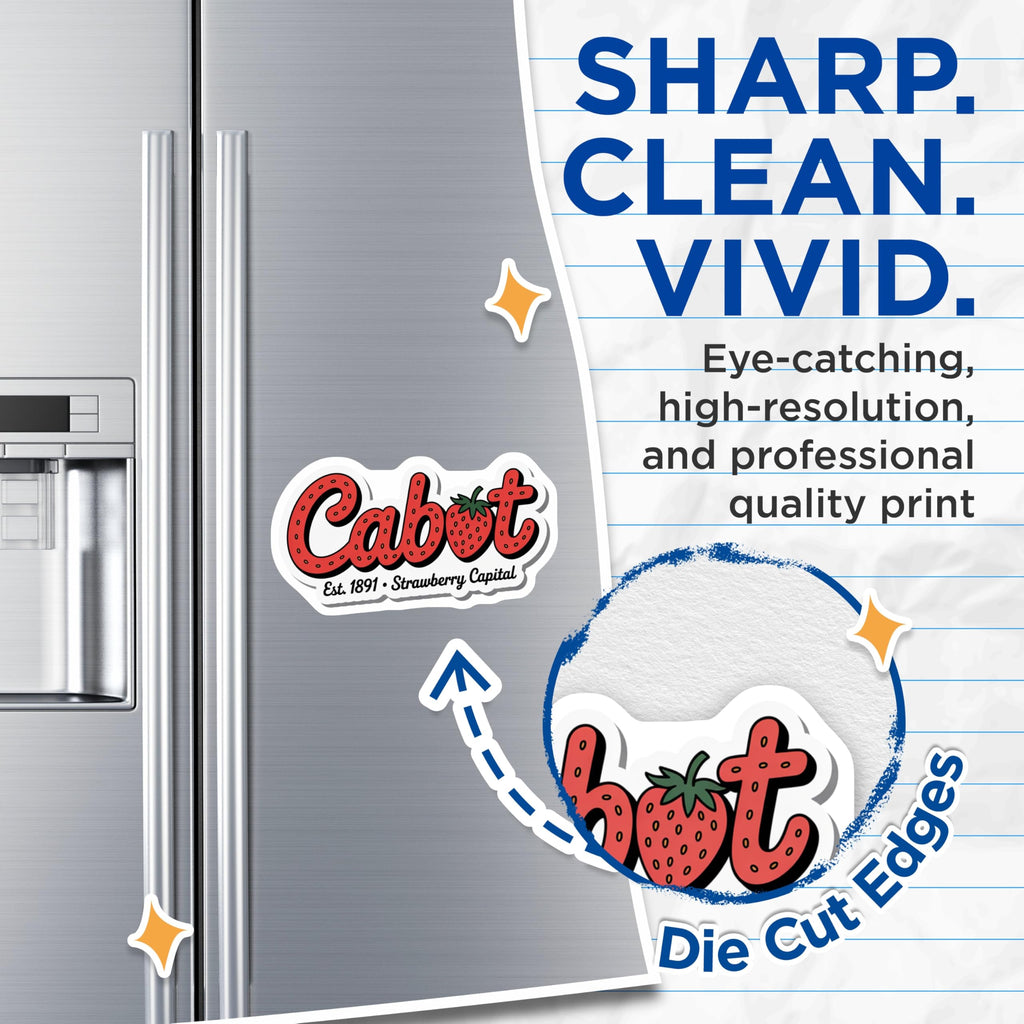 (2 Pack) Cabot Arkansas Magnets - Strawberry Capital Souvenir - Arkansas Hometown Decor - 5 Inches On Longest Side - Thick Durable Magnet - Made in USA - MAG19441