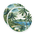 (2 Pack) Tropical Island Magnets - Watercolor Palm Tree Beach Scene - Coastal Ocean Vacation Refrigerator Locker Magnets - 5 Inches On Longest Side - Thick Durable Magnet - Made in USA - MAG19964
