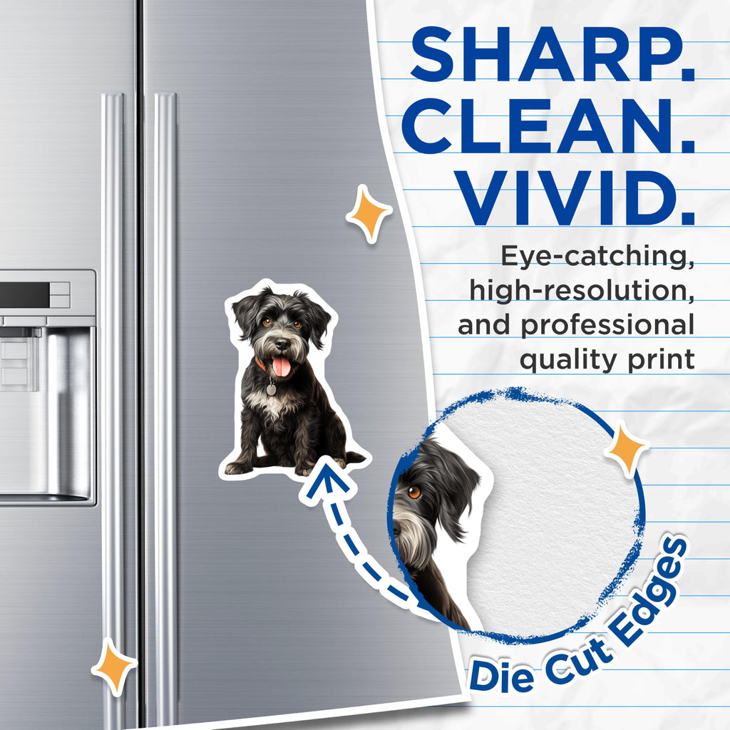 (2 Pack) Black Terrier Dog Magnets - Cute Puppy Decor - Pet Lover Fridge Art - 5 Inches On Longest Side - Thick Durable Magnet - Made in USA - MAG24440