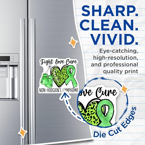 (2 Pack) Fight Love Cure Non Hodgkin's Lymphoma Magnets - Awareness Magnets - Inspirational Magnets - 5" On Longest Side - for Cars, Fridges, Toolboxes - Made in USA - MAG4289