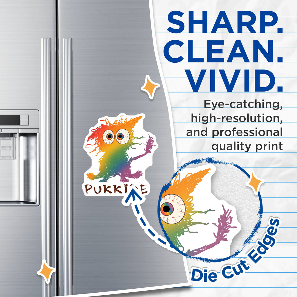 (2 Pack) Pride Cat Magnets - Purride Rainbow Creature - LGBTQ+ Expression Art - Quirky Fridge Decor - 5 Inches On Longest Side - Thick Durable Magnet - Made in USA - MAG36884