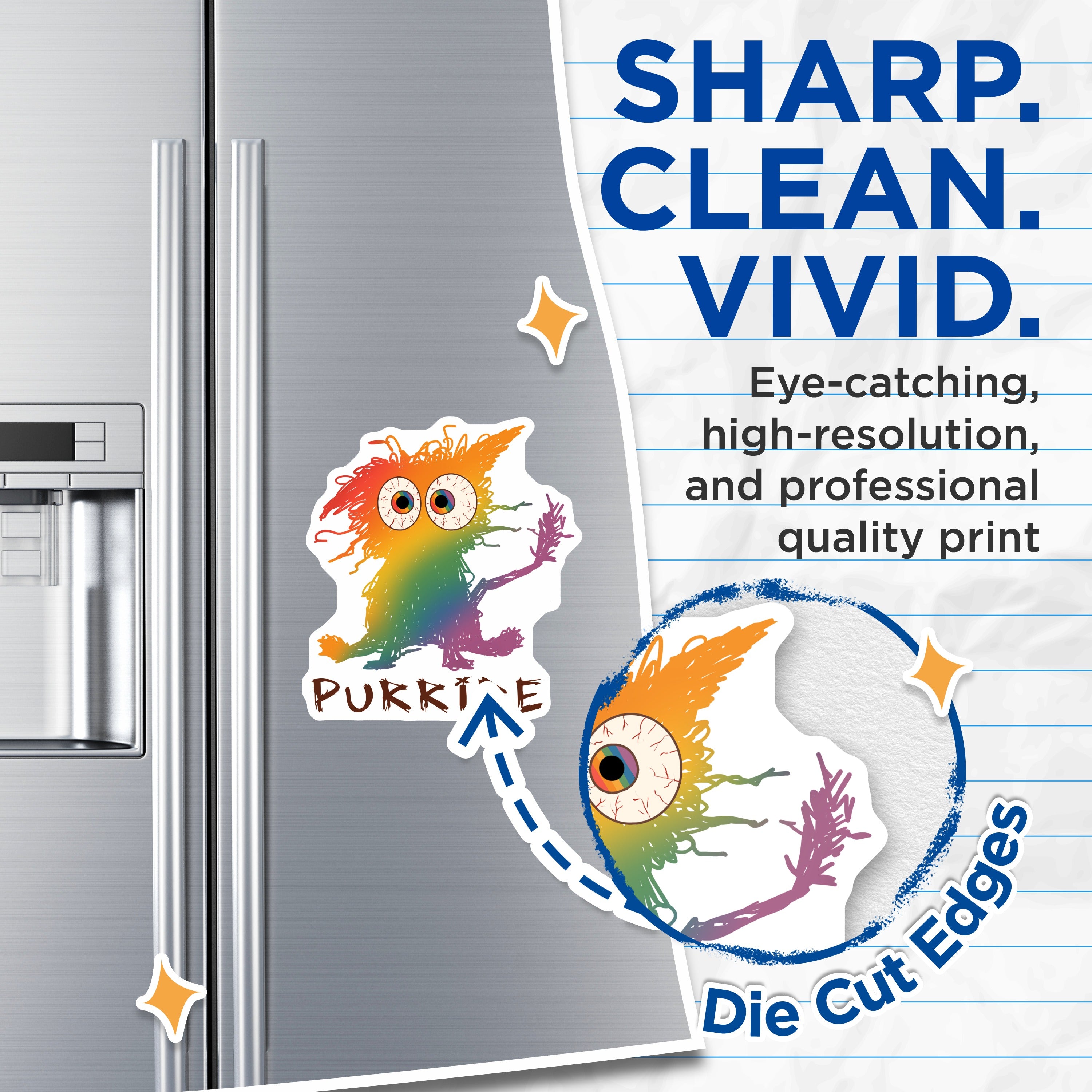 (2 Pack) Pride Cat Magnets - Purride Rainbow Creature - LGBTQ+ Expression Art - Quirky Fridge Decor - 5 Inches On Longest Side - Thick Durable Magnet - Made in USA - MAG36884
