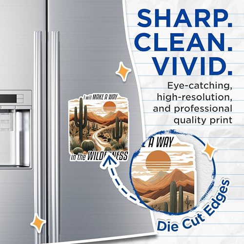 (2 Pack) Inspirational Desert Magnets - Scenic Nature Magnets - Motivational Quote Magnets- 5" On Longest Side - for Fridges, Toolboxes, Cars - Made in USA - MAG2835