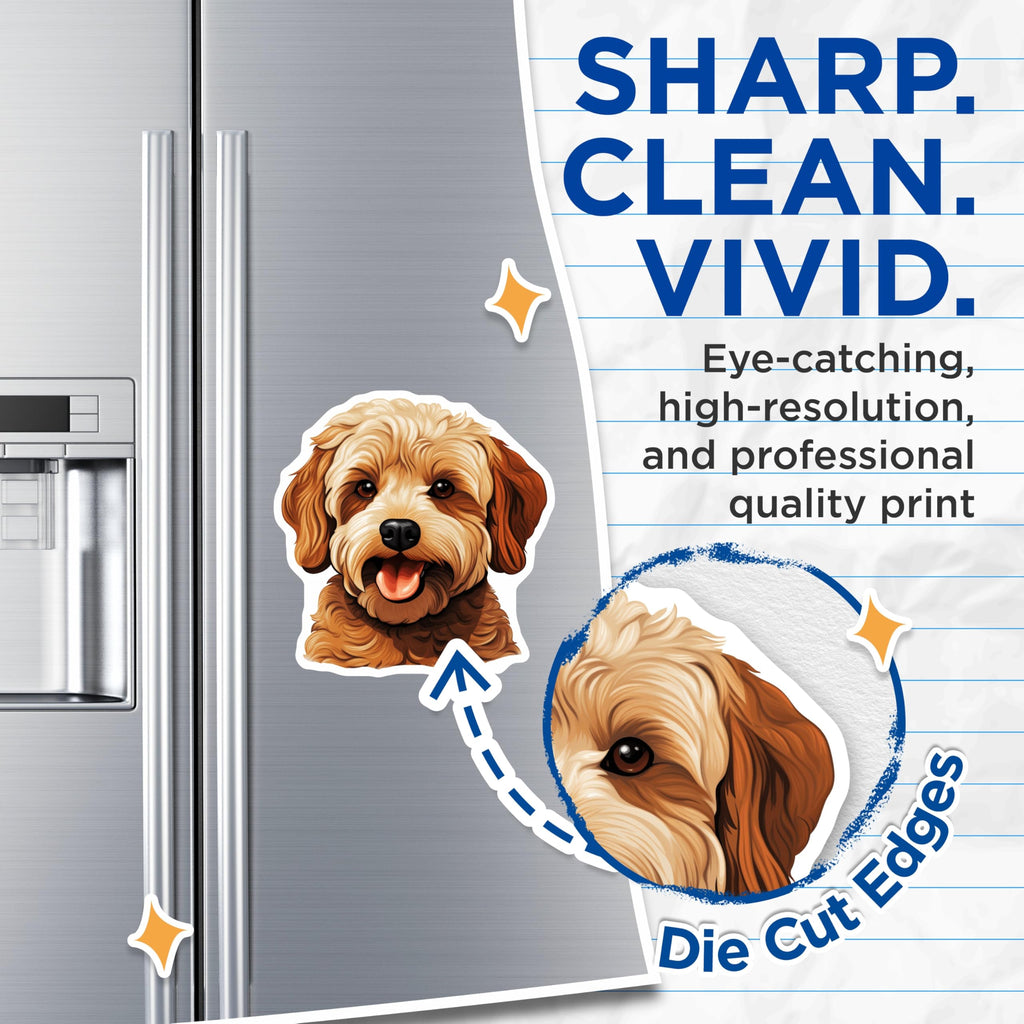 (2 Pack) Goldendoodle Magnets - Cute Dog Lover Pet Refrigerator Decor - Animal Fan Kitchen Accessories - 5 Inches On Longest Side - Thick Durable Magnet - Made in USA - MAG25761