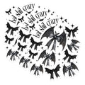 (3 Pack) Bat Shit Crazy Decals - Gothic Bat Art - Halloween Laptop Decal - 3 Inches On Longest Side - Easy Peel & Apply - Made in USA - 3MCS1642