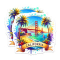 (2 Pack) California Stickers - Golden Gate Bridge - Coastal Art for Travel Lovers - 5" On Longest Side - Sticks to Smooth Flat Surfaces - Made in USA - BMCS6895