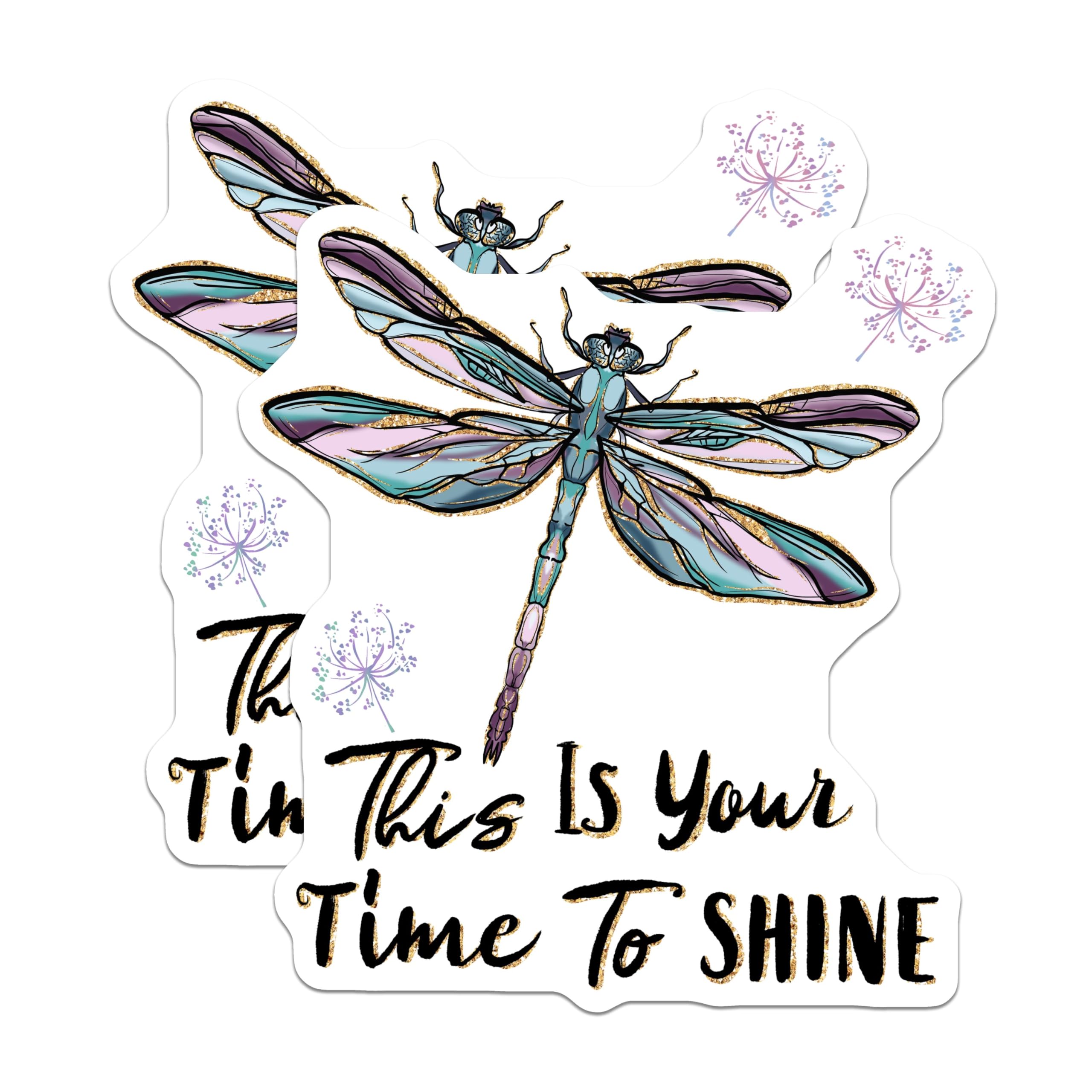 (2 Pack) Motivational Dragonfly Stickers - Inspirational Quotes - Uplifting Vinyl Decals - 5" On Longest Side - Sticks to Smooth Flat Surfaces - Made in USA - BMCS4183