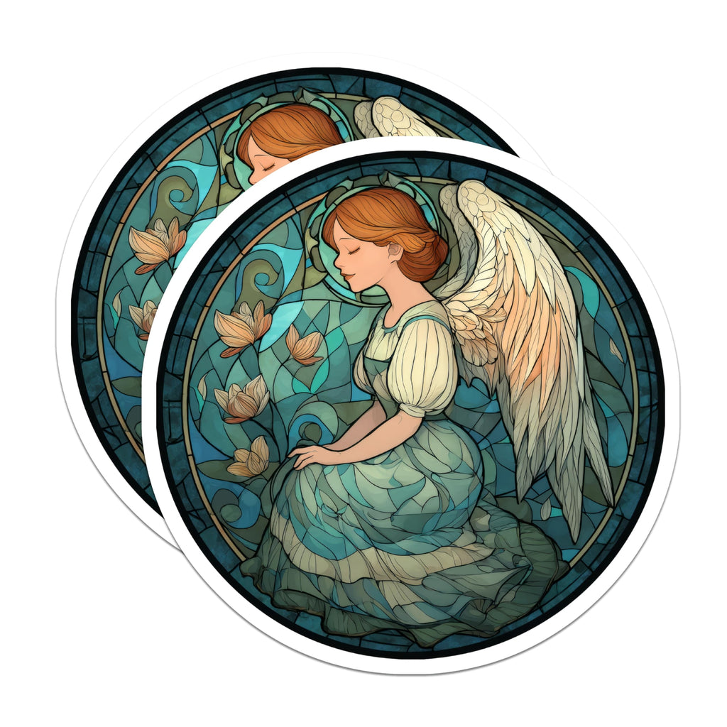(2 Pack) Angel Magnets - Stained Glass Angel Decor - Angel Art Refrigerator Magnets - 5" On Longest Side - Premium Magnet - for Cars, Refrigerators, Toolboxes, Lockers - Made in USA - MAG15453
