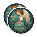(2 Pack) Angel Magnets - Stained Glass Angel Decor - Angel Art Refrigerator Magnets - 5" On Longest Side - Premium Magnet - for Cars, Refrigerators, Toolboxes, Lockers - Made in USA - MAG15453