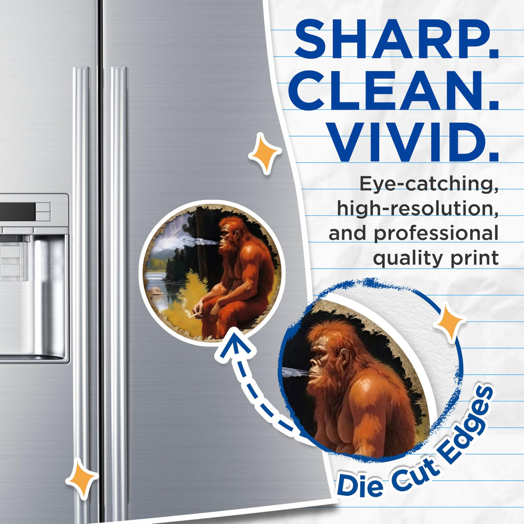 (2 Pack) Bigfoot Magnets - Smoking Sasquatch Decor - Funny Cryptid Humor Cabin Accessory - 5 Inches On Longest Side - Thick Durable Magnet - Made in USA - MAG30885