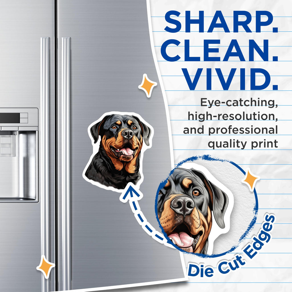(2 Pack) Rottweiler Dog Magnets - Pet Owner Refrigerator Decor - Animal Lover Dog Mom Dad Gifts - 5 Inches On Longest Side - Thick Durable Magnet - Made in USA - MAG26548