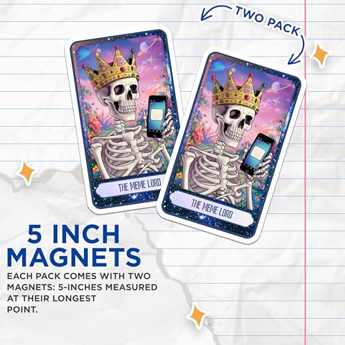 (2 Pack) Funny Skeleton Art Magnet - Meme Decor - 5" On Longest Side - Sticks to Smooth Flat Surfaces - Made in USA - MAG10029