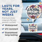 (2 Pack) Teaching is My Superpower Magnets - Inspirational Teacher - Classroom Wall Art - Motivational Quote Magnets - 5" On Longest Side - for Cars, Fridges, Toolboxes - Made in USA - MAG4427