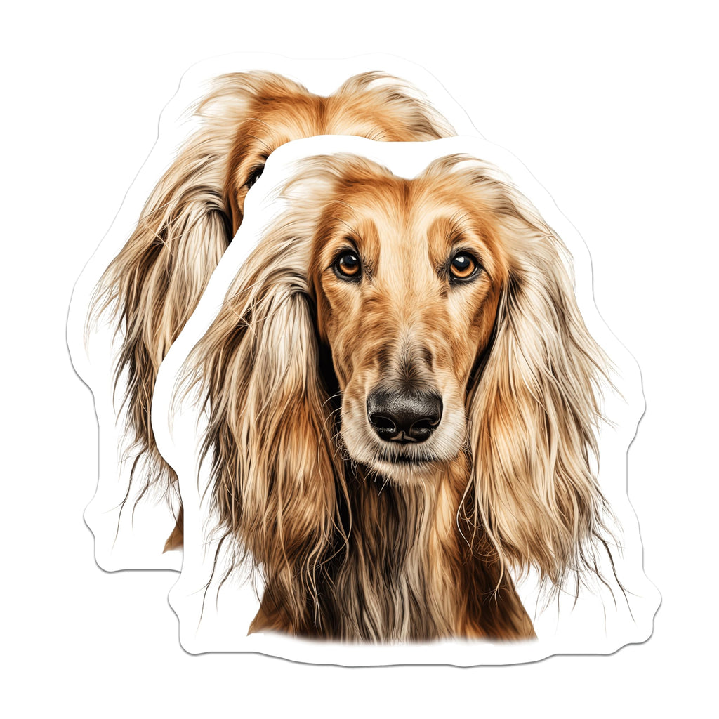 (2 Pack) Afghan Hound Dog Magnets - Elegant Pet Lover - Animal Portrait Decor - 5 Inches On Longest Side - Thick Durable Magnet - Made in USA - MAG25256