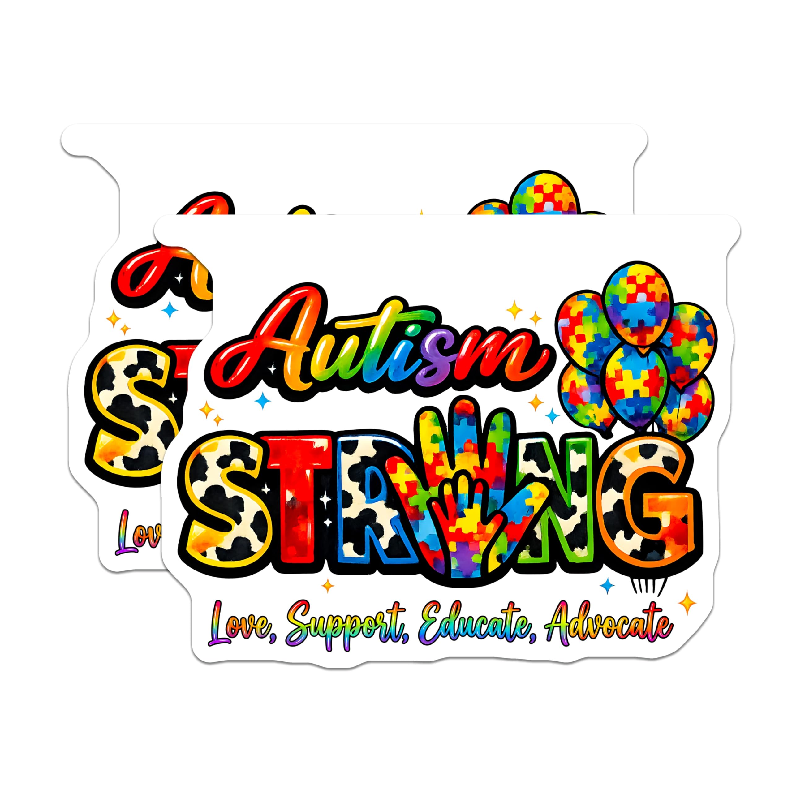 (2 Pack) Autism Strong Magnets - Rainbow Puzzle Piece Awareness - Special Needs Support Decor - 5 Inches On Longest Side - Thick Durable Magnet - Made in USA - MAG30466