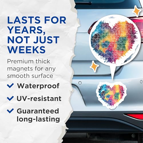 (2 Pack) Heart Puzzle Magnets - Rainbow Heart - Colorful Heart Magnet Puzzle - 5" On Longest Side - for Cars, Fridges, Toolboxes - Made in USA - MAG6711