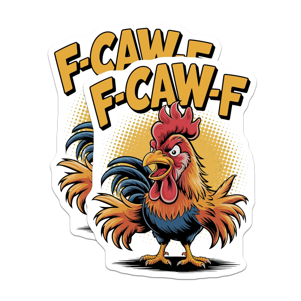 (2 Pack) Funny Rooster Magnets - Cartoon Chicken Meme - F-CAW-F Gag Magnet - 5" On Longest Side - Premium Magnet - for Cars, Refrigerators, Toolboxes, Lockers - Made in USA - MAG15798