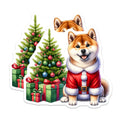 (2 Pack) Shiba Inu Santa Magnets - Christmas Dog Decor - Holiday Animal Art - 5 Inches On Longest Side - Thick Durable Magnet - Made in USA - MAG27355