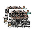 (2 Pack) Coffee Jesus Magnets - Western Faith Kitchen Decor - Christian Cowgirl Refrigerator Accessory - 5 Inches On Longest Side - Thick Durable Magnet - Made in USA - MAG26334