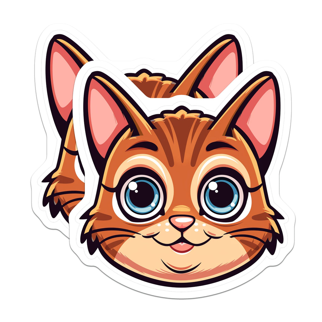(2 Pack) Cute Cat Face Magnets - Kawaii Kitten Art - Pet Lover Refrigerator Decor - 5 Inches On Longest Side - Thick Durable Magnet - Made in USA - MAG37077