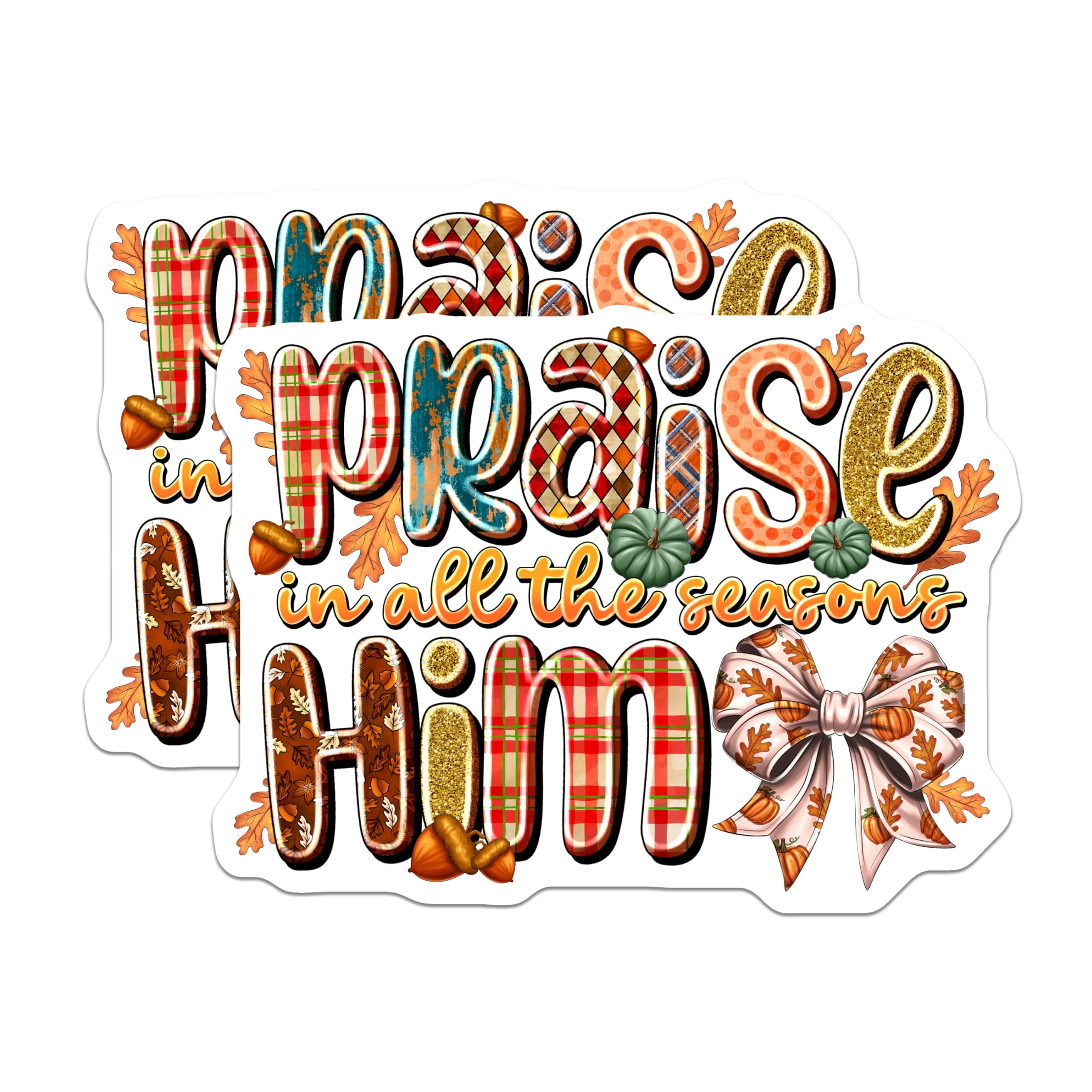 (2 Pack) Praise in All Seasons Magnets - Autumn Faith Decor - Farmhouse Christian Home - 5 Inches On Longest Side - Thick Durable Magnet - Made in USA - MAG30281