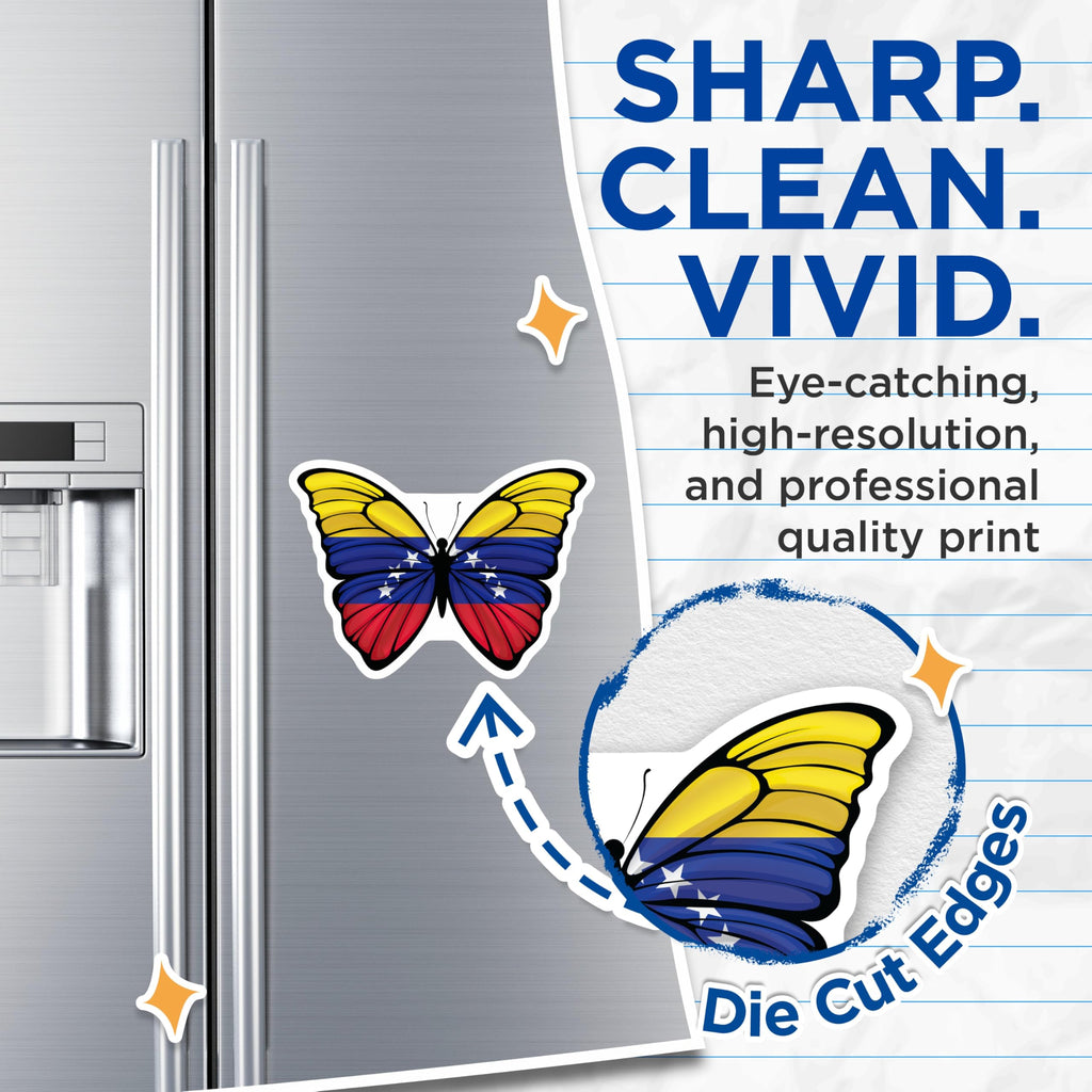 (2 Pack) Venezuela Flag Butterfly Magnets - Venezuelan Pride - Patriotic Souvenir - 5" On Longest Side - Premium Magnet - for Cars, Refrigerators, Toolboxes, Lockers - Made in USA - MAG18357