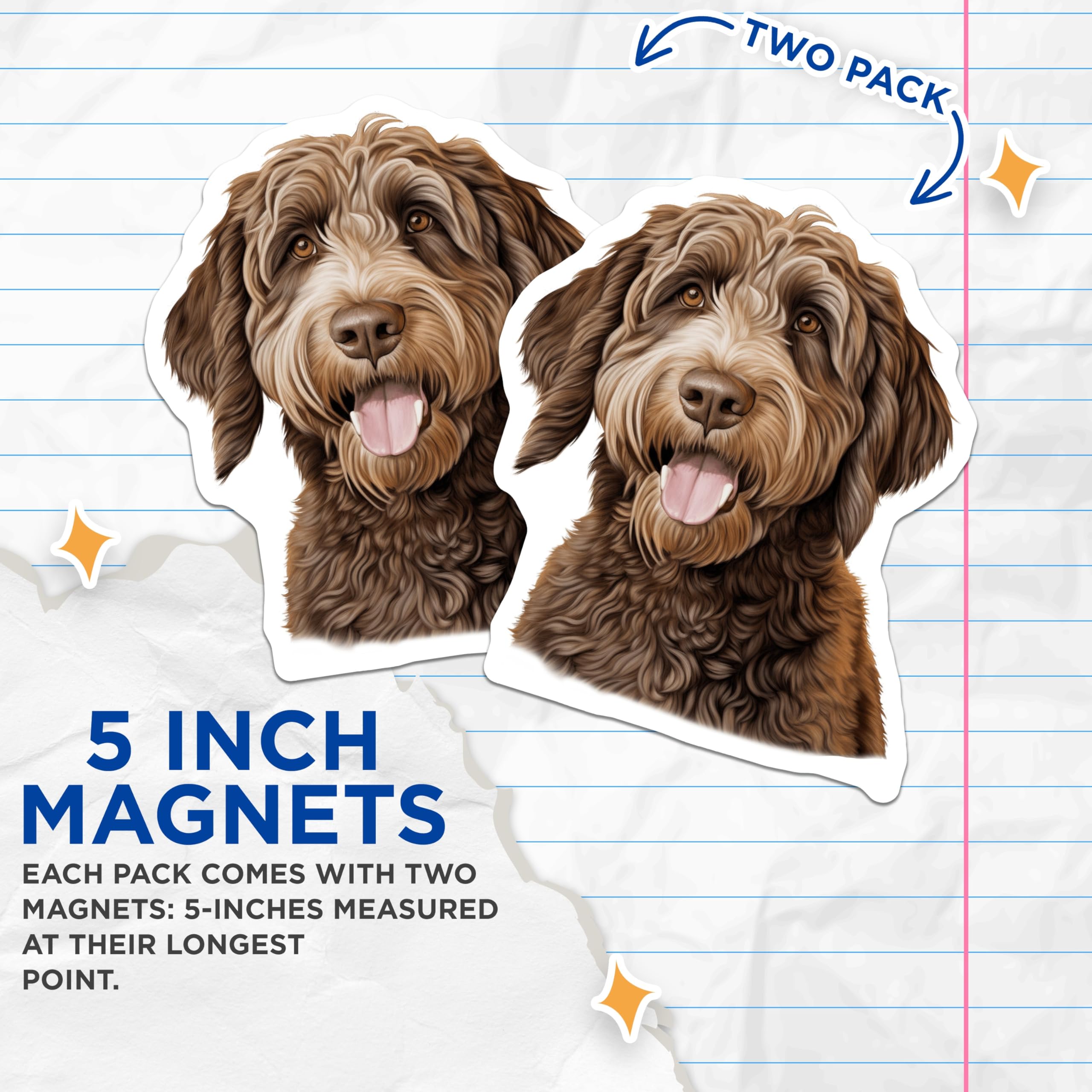 (2 Pack) Goldendoodle Magnets - Dog Mom Refrigerator Decor - Labradoodle Pet Lovers - Cute Doodle Art - 5 Inches On Longest Side - Thick Durable Magnet - Made in USA - MAG27079