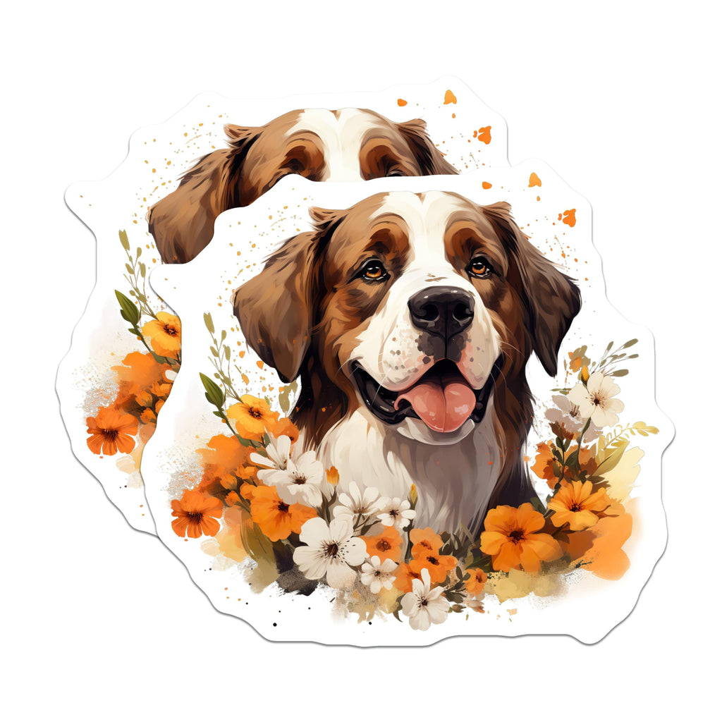 (2 Pack) Bernese Mountain Dog Magnets - Floral Dog Art - Pet Lover Decor for Dog Moms - 5 Inches On Longest Side - Thick Durable Magnet - Made in USA - MAG25950