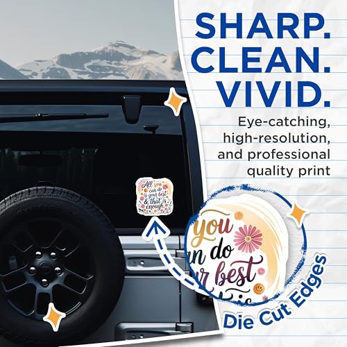 (2 Pack) Motivational Quote Stickers - Inspirational Decal - Uplifting Messages - Colorful Flower Design - 5" On Longest Side - Sticks to Smooth Flat Surfaces - Made in USA - BMCS9599