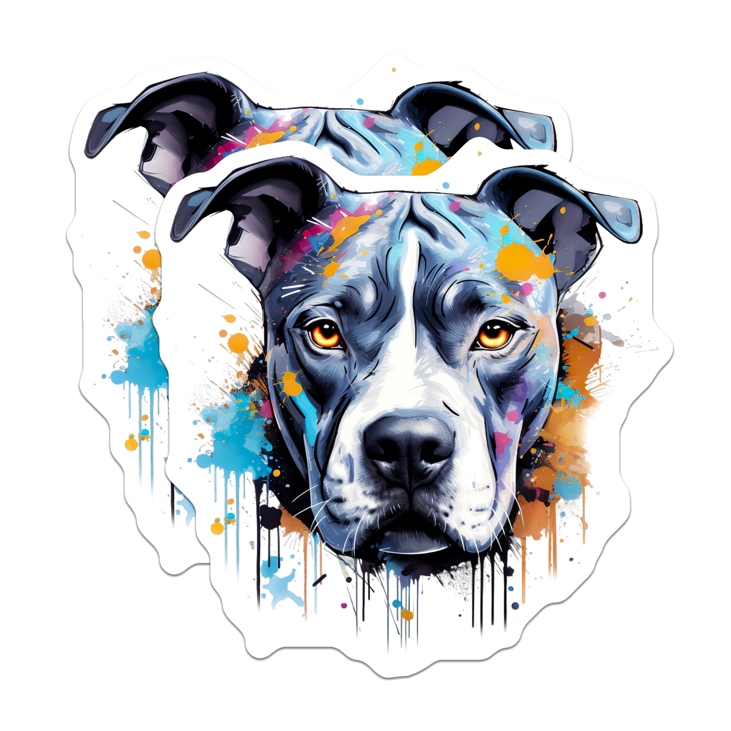 (2 Pack) Colorful Pitbull Magnets - Abstract Dog Art - Vibrant Bully Breed Owner Decor - 5 Inches On Longest Side - Thick Durable Magnet - Made in USA - MAG26218