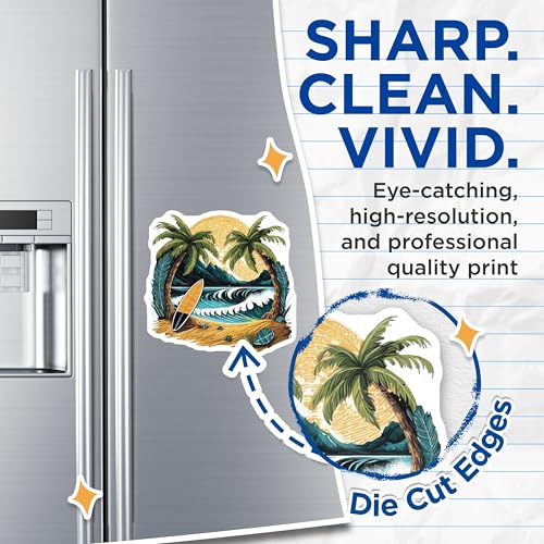 (2 Pack) Beach Waves Magnets Magnets - Surfboard Decor - Coastal Ocean Scene - 5" On Longest Side - Made in USA - Sticks to Refrigerators & Metal Surfaces - MAG9260