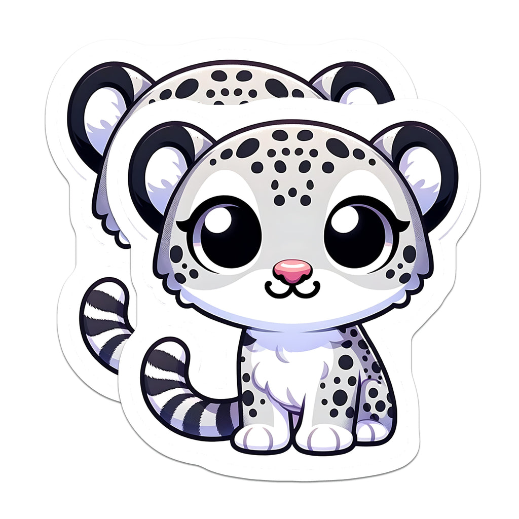 (2 Pack) Cute Snow Leopard Magnets - Kawaii Animal Decor - Fridge Locker Accessory for Kids Teens - 5 Inches On Longest Side - Thick Durable Magnet - Made in USA - MAG36810