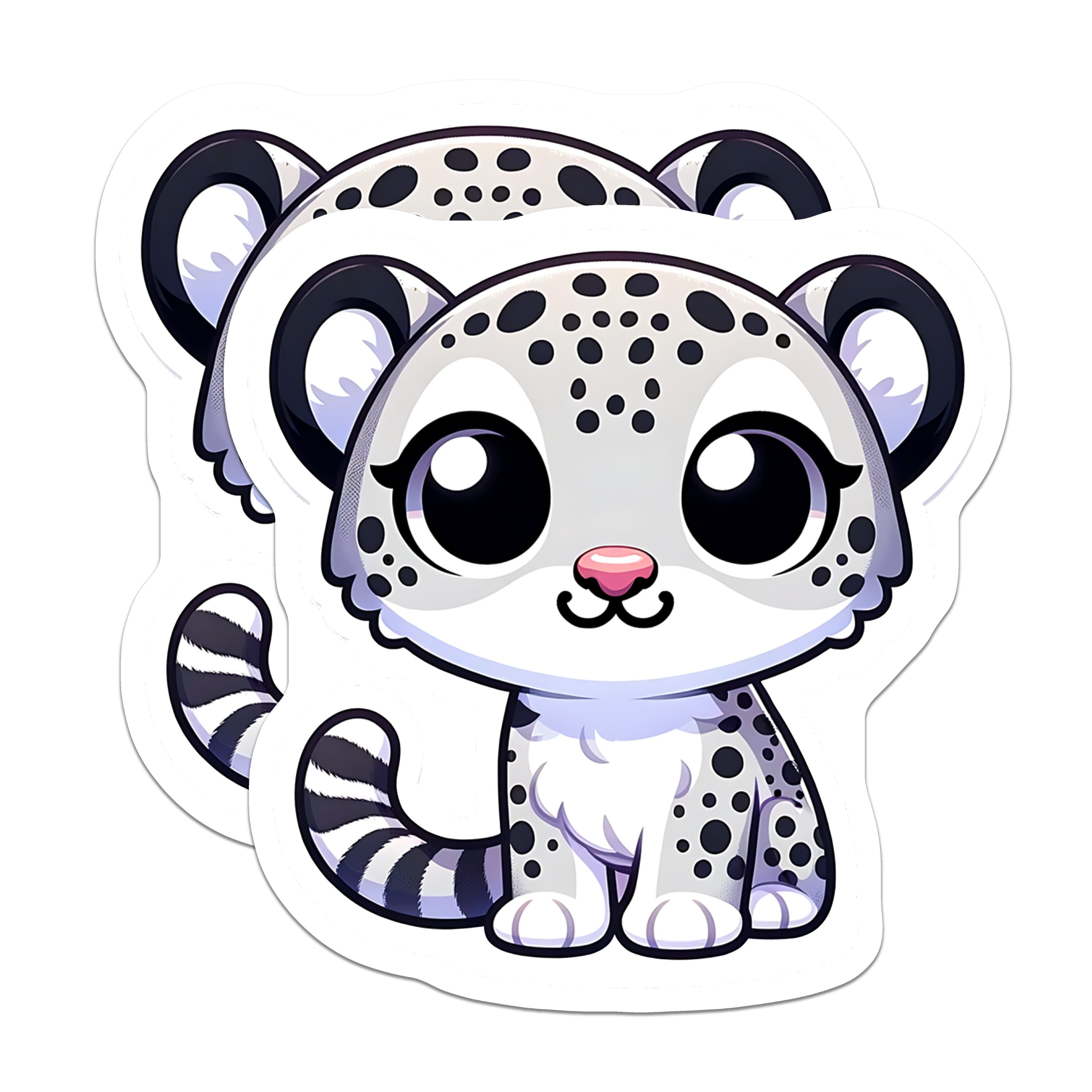 (2 Pack) Cute Snow Leopard Magnets - Kawaii Animal Decor - Fridge Locker Accessory for Kids Teens - 5 Inches On Longest Side - Thick Durable Magnet - Made in USA - MAG36810