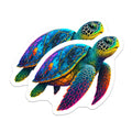(2 Pack) Colorful Sea Turtle Magnets - Psychedelic Ocean Decor - Vibrant Marine Animal Fridge Art - Aquatic Creature Display - 5 Inches On Longest Side - Thick Durable Magnet - Made in USA - MAG22868
