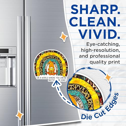 (2 Packs) in A World Where You Can Be Anything Be Kind Magnets - Sunflower Gnome Pattern Magnets - 5" On Longest Side - Premium Magnet - for Fridges, Toolboxes, Cars - Made in USA - MAG2486