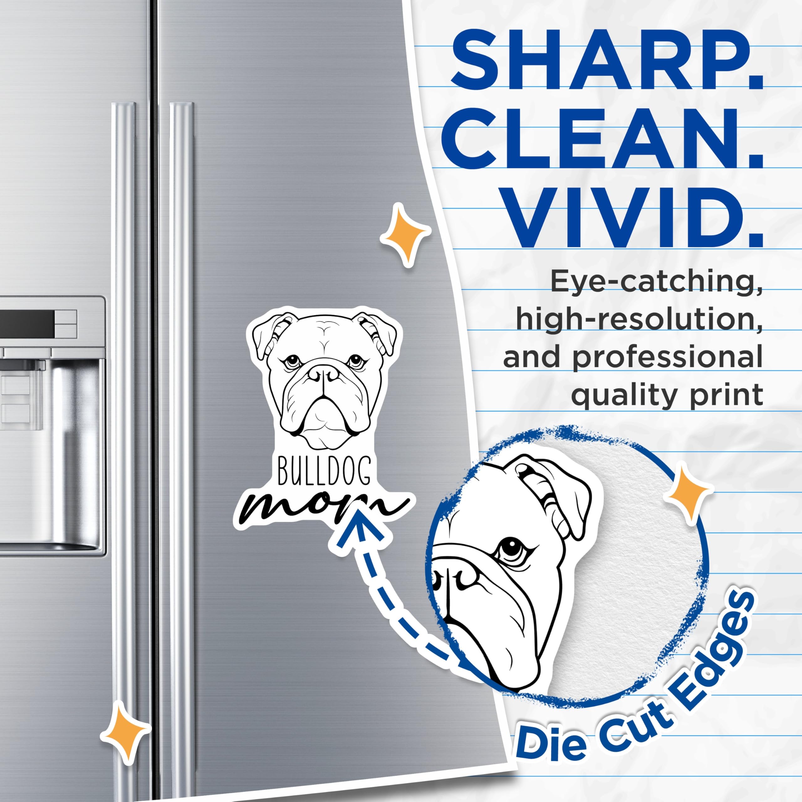 (2 Pack) Bulldog Mom Magnets - English Bulldog Decor - Pet Parent Refrigerator Accessory - 5 Inches On Longest Side - Thick Durable Magnet - Made in USA - MAG27028