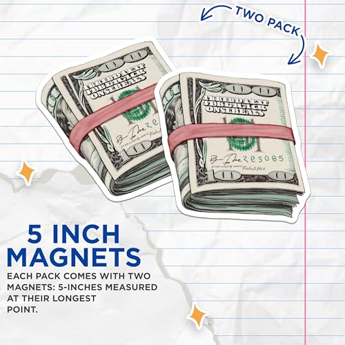 (2 Pack) Money Stack Magnets - Money Decor - Dollar Bills Magnets - 5" On Longest Side - for Cars, Fridges, Toolboxes - Made in USA - MAG7229