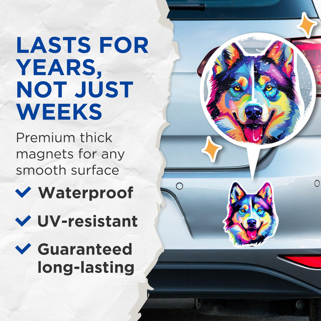 (2 Pack) Siberian Husky Dog Breed Magnets - 5 Inches On Longest Side - Choose from Over 100 Dog Breeds - for Cars, Refrigerators, Toolboxes - Made in USA - MAG1960