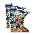 (2 Pack) Minnesota State Stickers - Moose Forest Illustration - Autumn Scenic Decal - 5" On Longest Side - Sticks to Smooth Flat Surfaces - Made in USA - BMCS6312